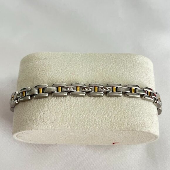 Citizen Silver & Gold Tone Stainless Steel Bracelet Band With Crystals - Picture 1 of 5